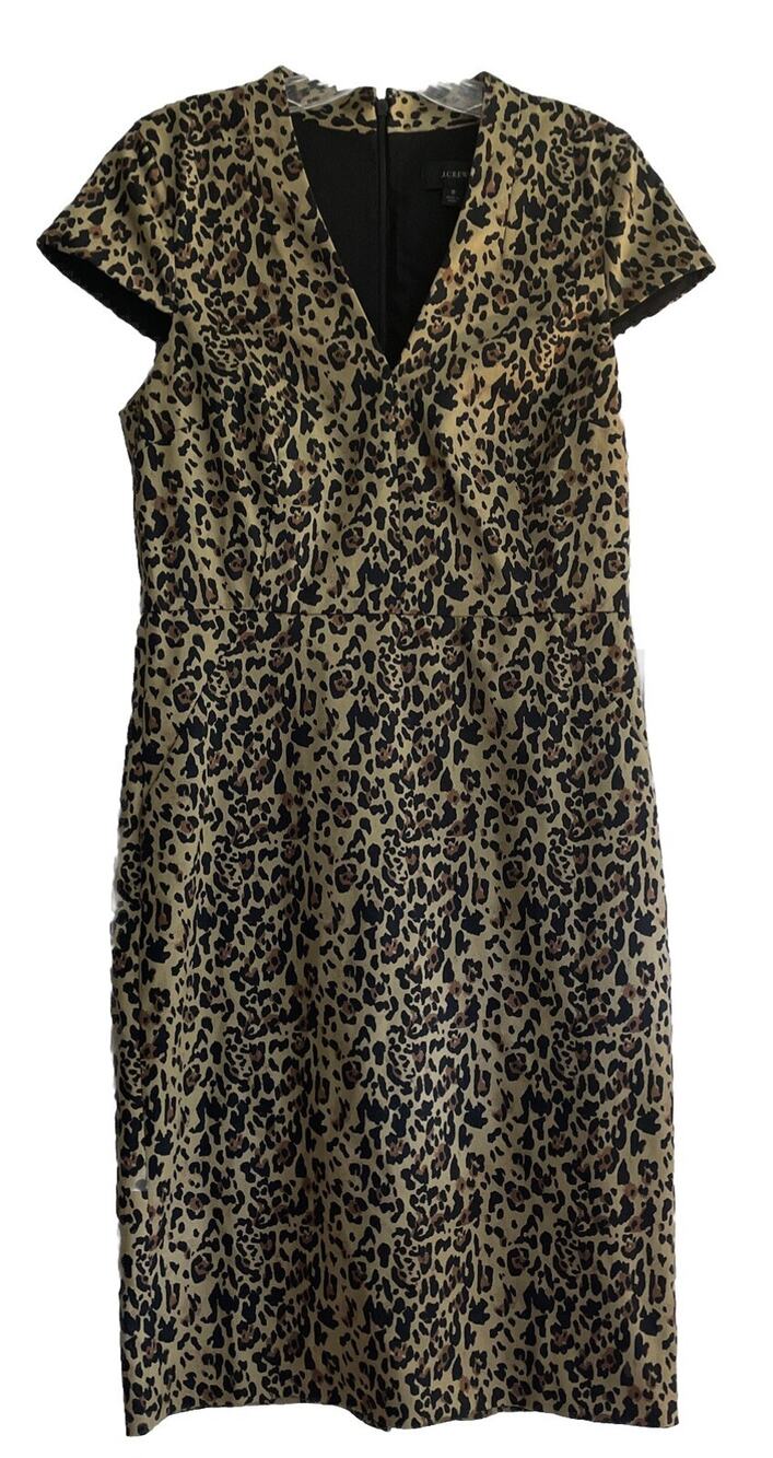 J Crew Leopard Print Dress AK630 Size 8